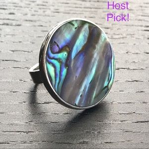 H Pick Sterling Silver Mother-of-Pearl Ring sz 7